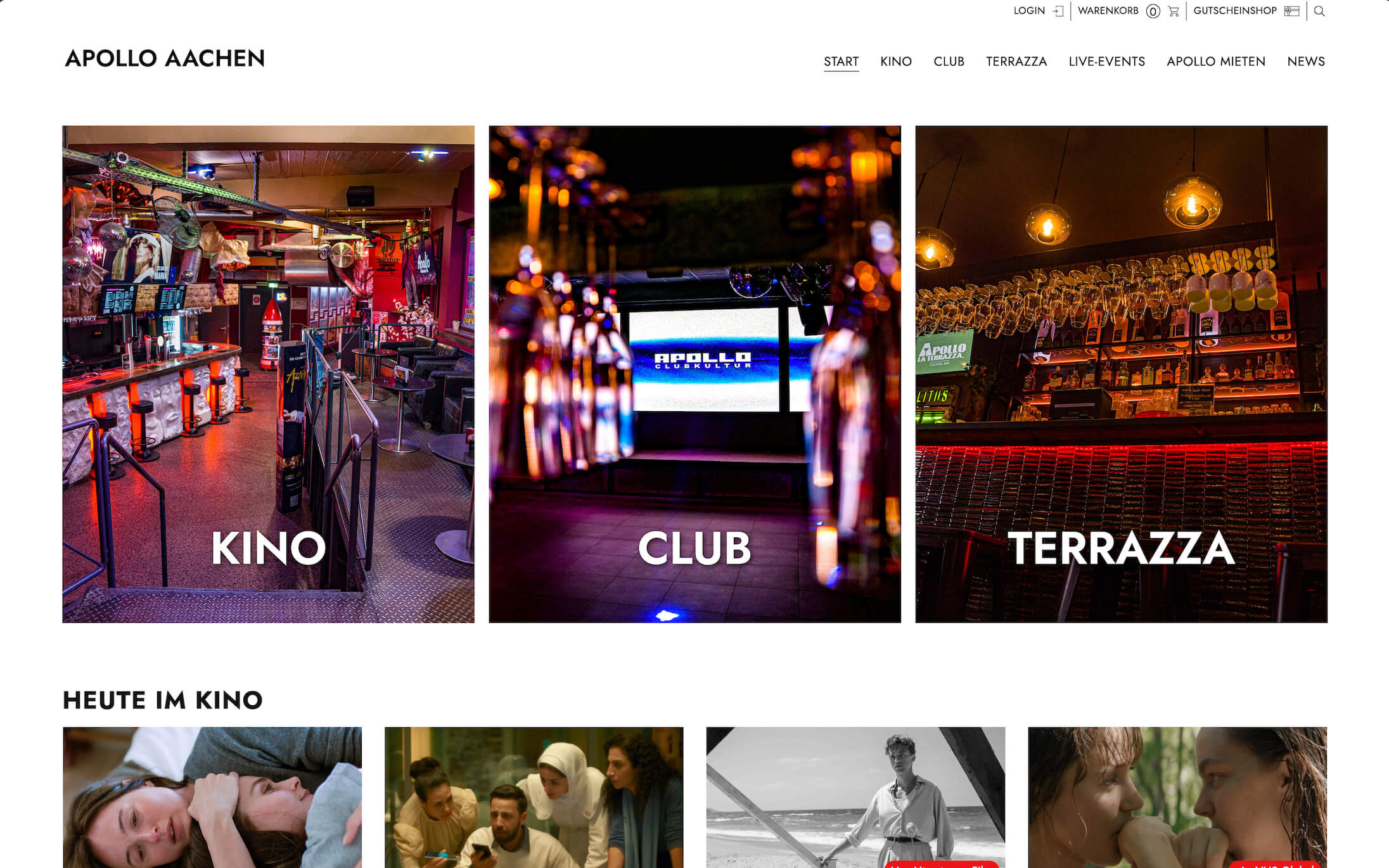 Startseite des Apollo Aachen