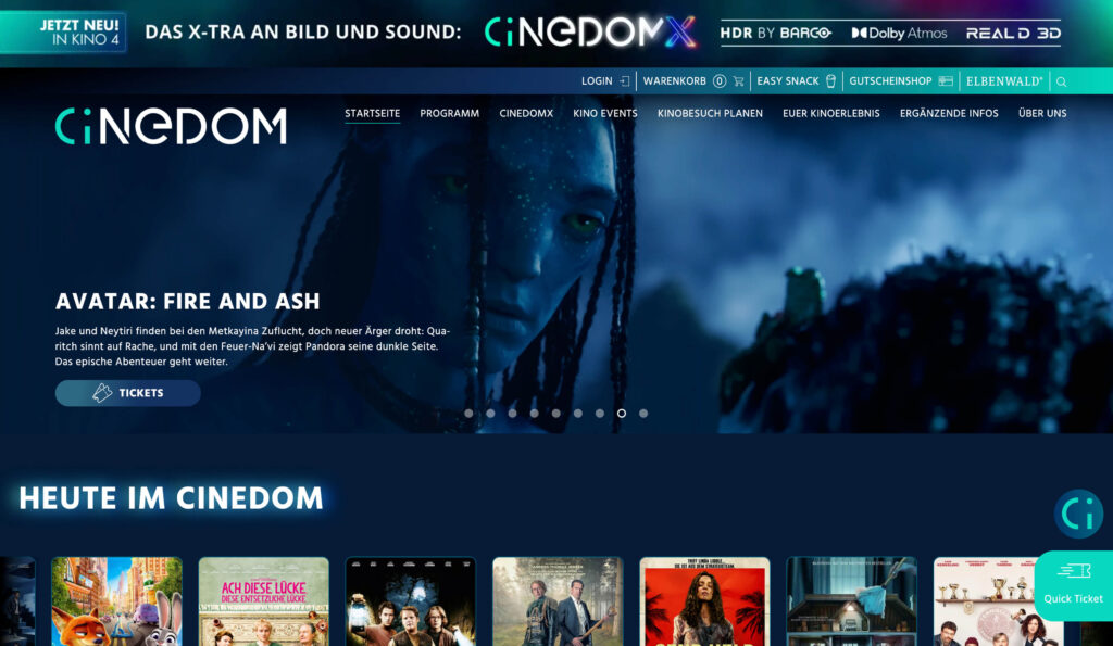 Startseite des Cinedom