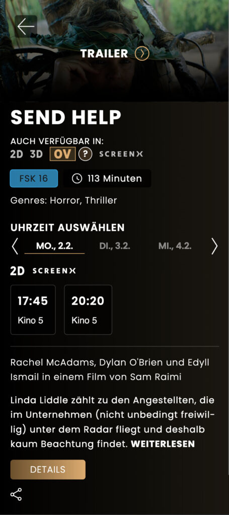 Filmansicht des Filmpalast Kassel in der Mobile-Ansicht